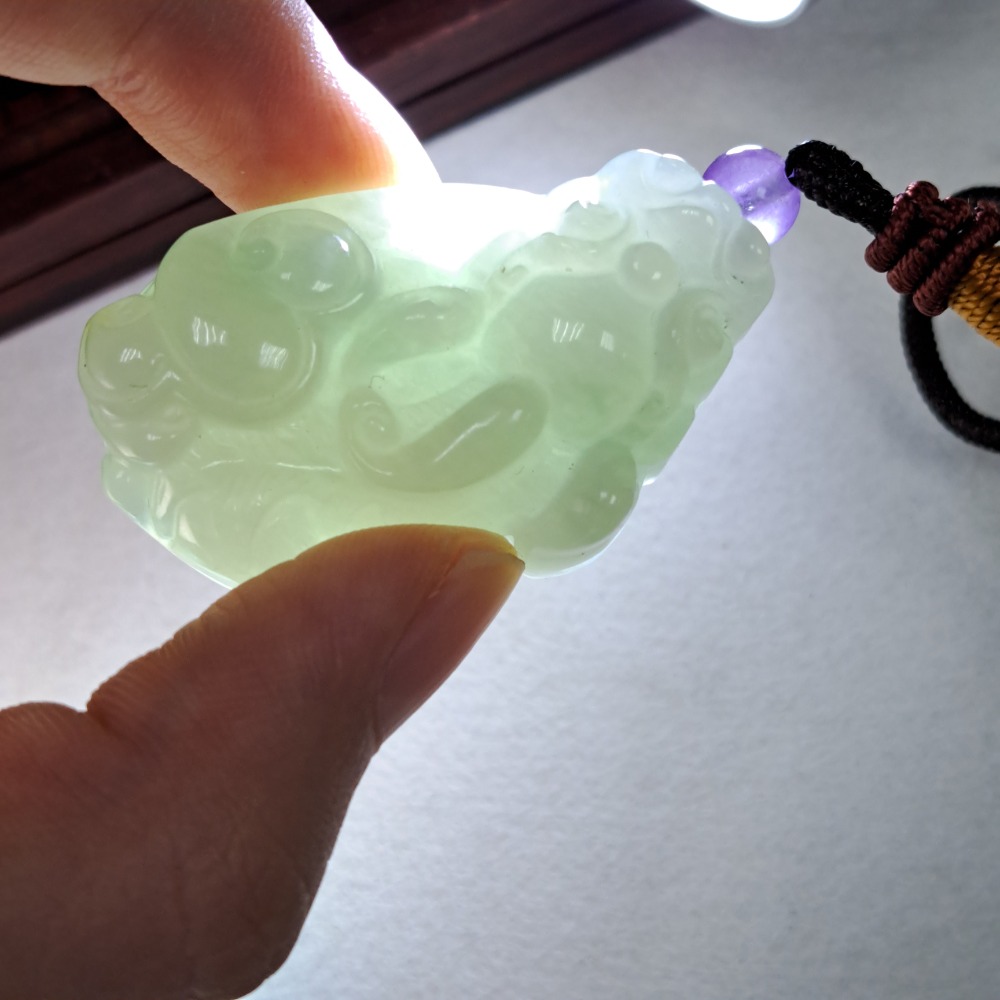 逸品軒～天然緬甸玉A貨-Z6012-晴水貔貅吊飾/小擺件/墜子 長40.3mm寬23.7mm厚14.1mm 💰特價23-細節圖5