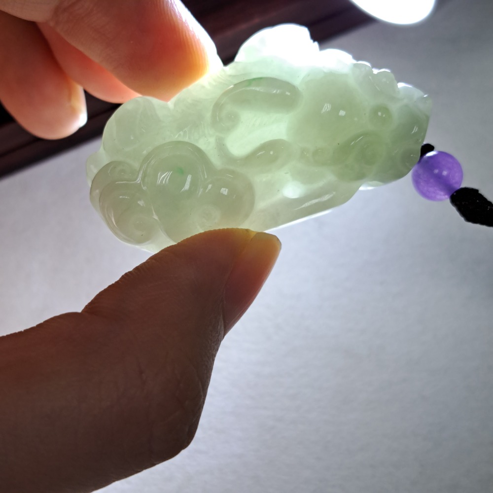 逸品軒～天然緬甸玉A貨-Z6012-晴水貔貅吊飾/小擺件/墜子 長40.3mm寬23.7mm厚14.1mm 💰特價23-細節圖6