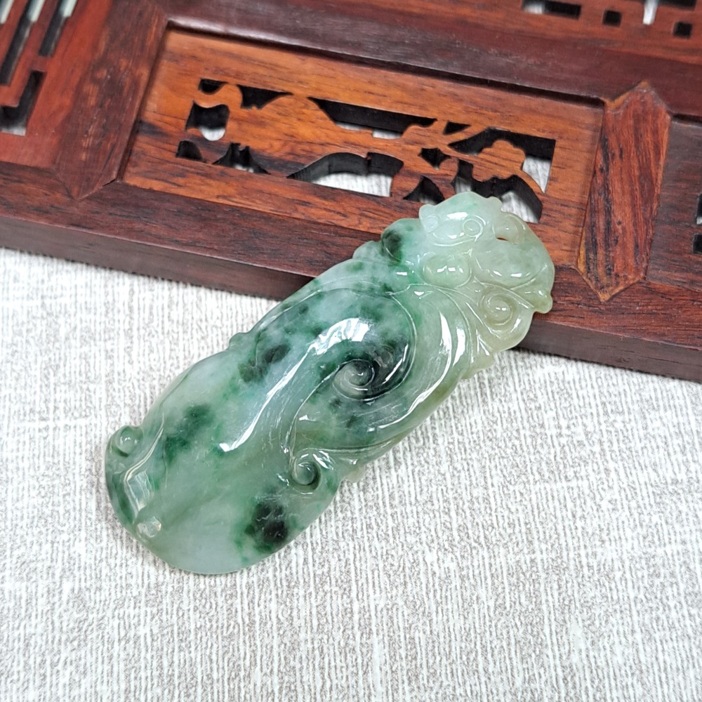 逸品軒～天然緬甸玉A貨-Z6026-花青如意墜子 長50.3mm寬20.5mm厚6.3mm 💰特價1200元 🌿人們-細節圖3