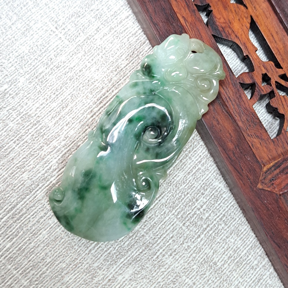 逸品軒～天然緬甸玉A貨-Z6026-花青如意墜子 長50.3mm寬20.5mm厚6.3mm 💰特價1200元 🌿人們-細節圖5