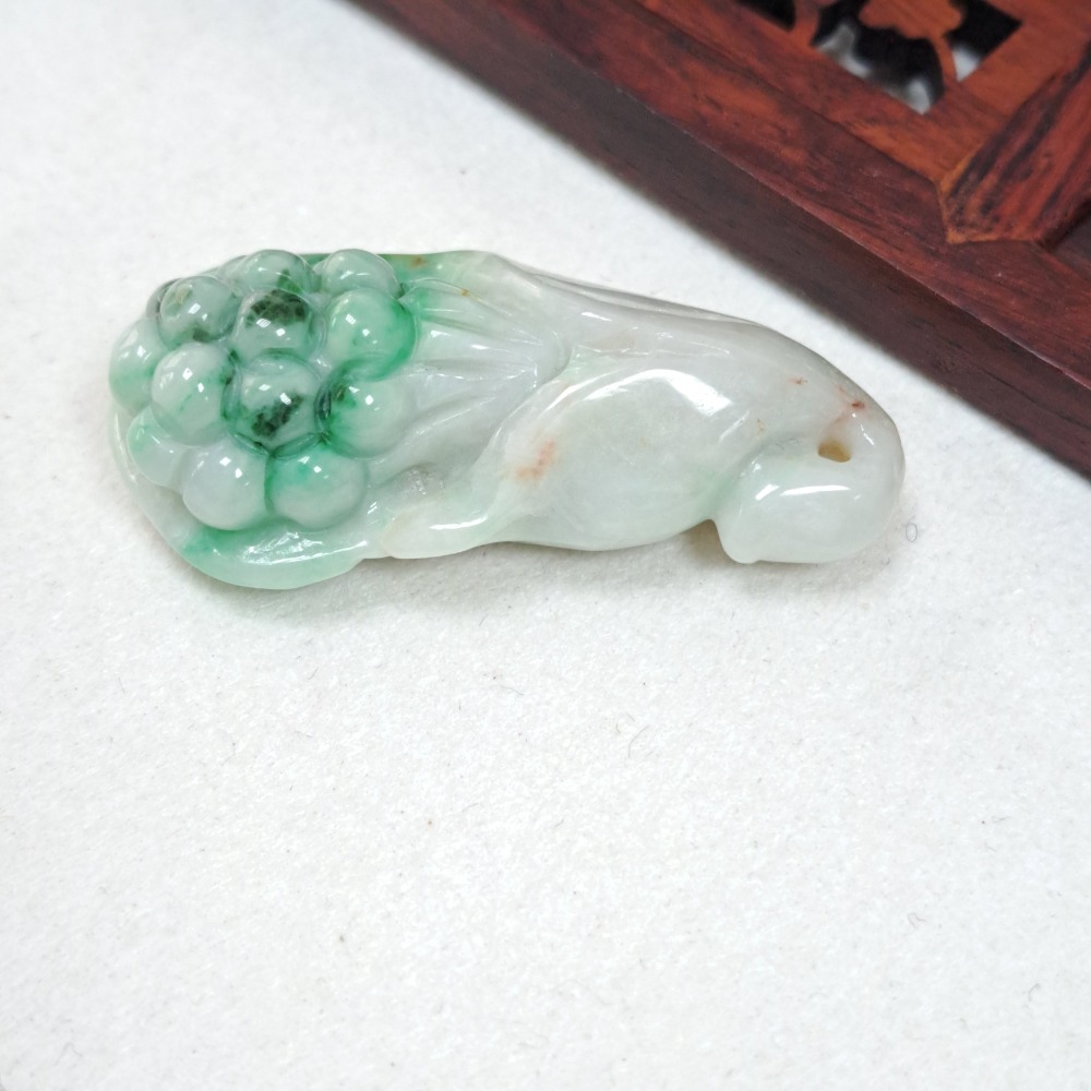 逸品軒～天然緬甸玉A貨-Z6030-花青花墜子 長42.6mm寬21.4mm厚12.7mm 💰特價666元 🌺帶灑金-細節圖4