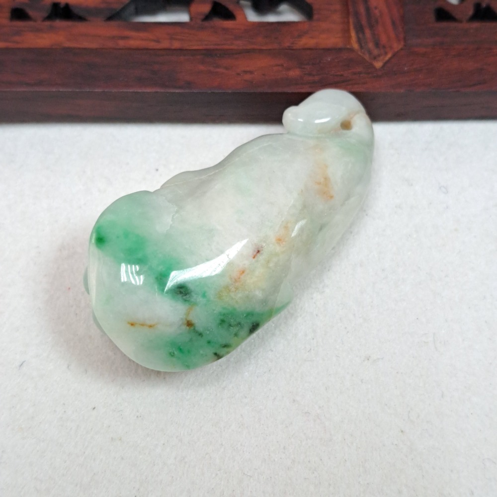 逸品軒～天然緬甸玉A貨-Z6030-花青花墜子 長42.6mm寬21.4mm厚12.7mm 💰特價666元 🌺帶灑金-細節圖5