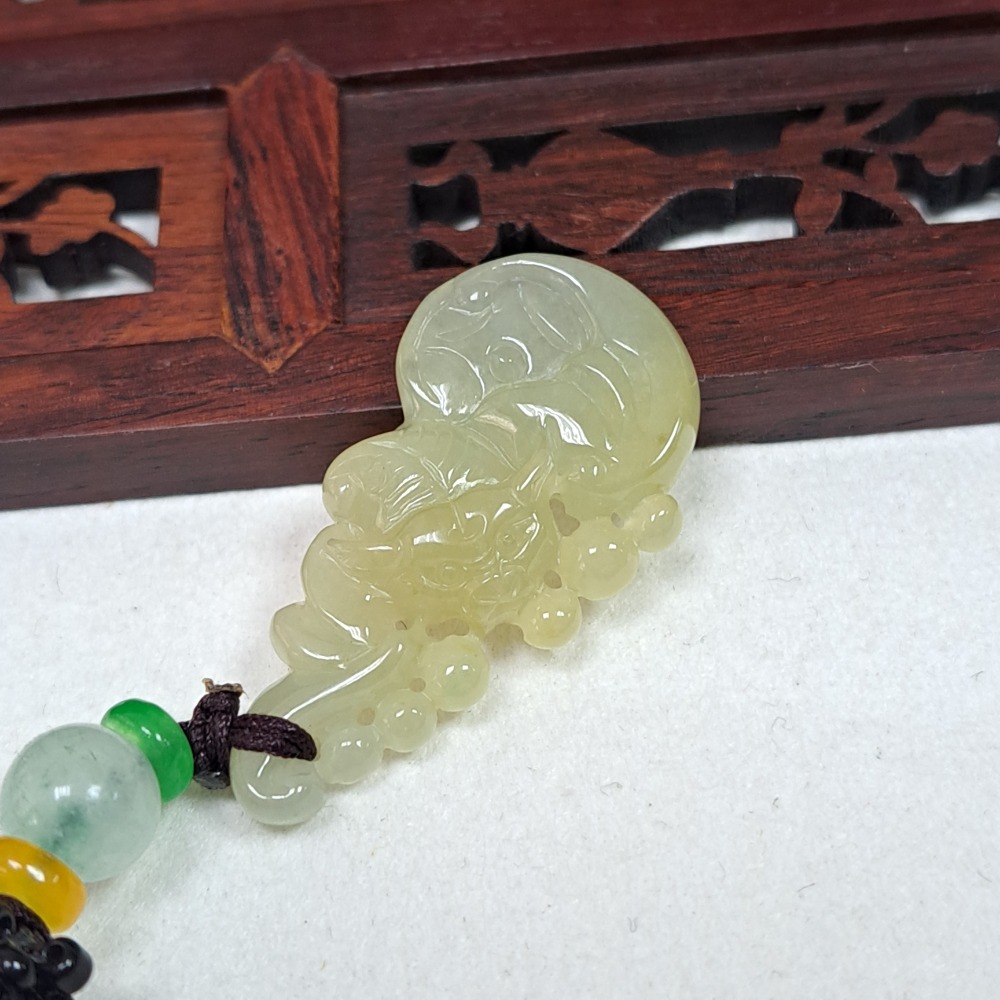 逸品軒~天然緬甸玉A貨-Z6041-細糯黃翡福在眼前墜子 長36.5mm寬18mm厚5.2mm 💰特價1380元-細節圖5