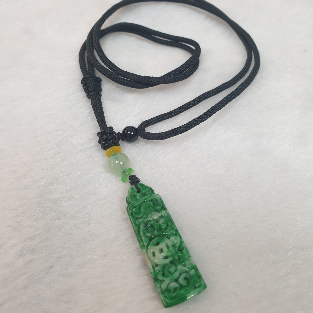 逸品軒～天然緬甸玉A貨-Z6049-仿古花青墜子 長38.9mm寬13.2mm厚5.3mm 💰特價1500元 🔸️顏-細節圖4