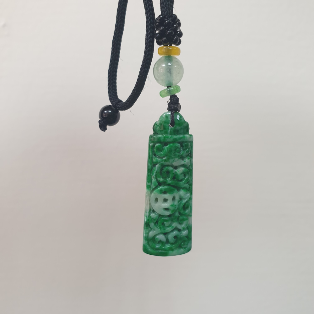 逸品軒～天然緬甸玉A貨-Z6049-仿古花青墜子 長38.9mm寬13.2mm厚5.3mm 💰特價1500元 🔸️顏-細節圖5