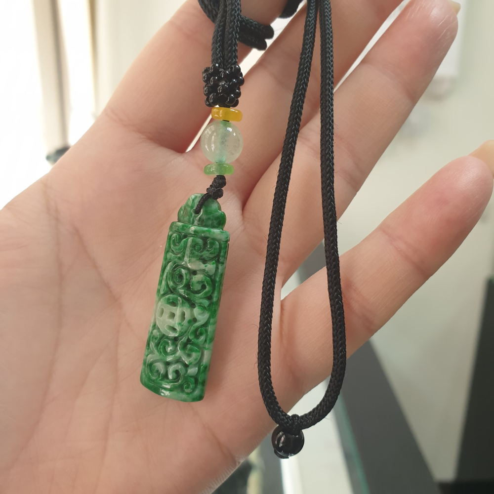 逸品軒～天然緬甸玉A貨-Z6049-仿古花青墜子 長38.9mm寬13.2mm厚5.3mm 💰特價1500元 🔸️顏-細節圖6