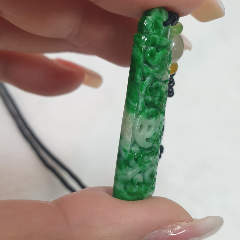 逸品軒～天然緬甸玉A貨-Z6049-仿古花青墜子 長38.9mm寬13.2mm厚5.3mm 💰特價1500元 🔸️顏-細節圖7