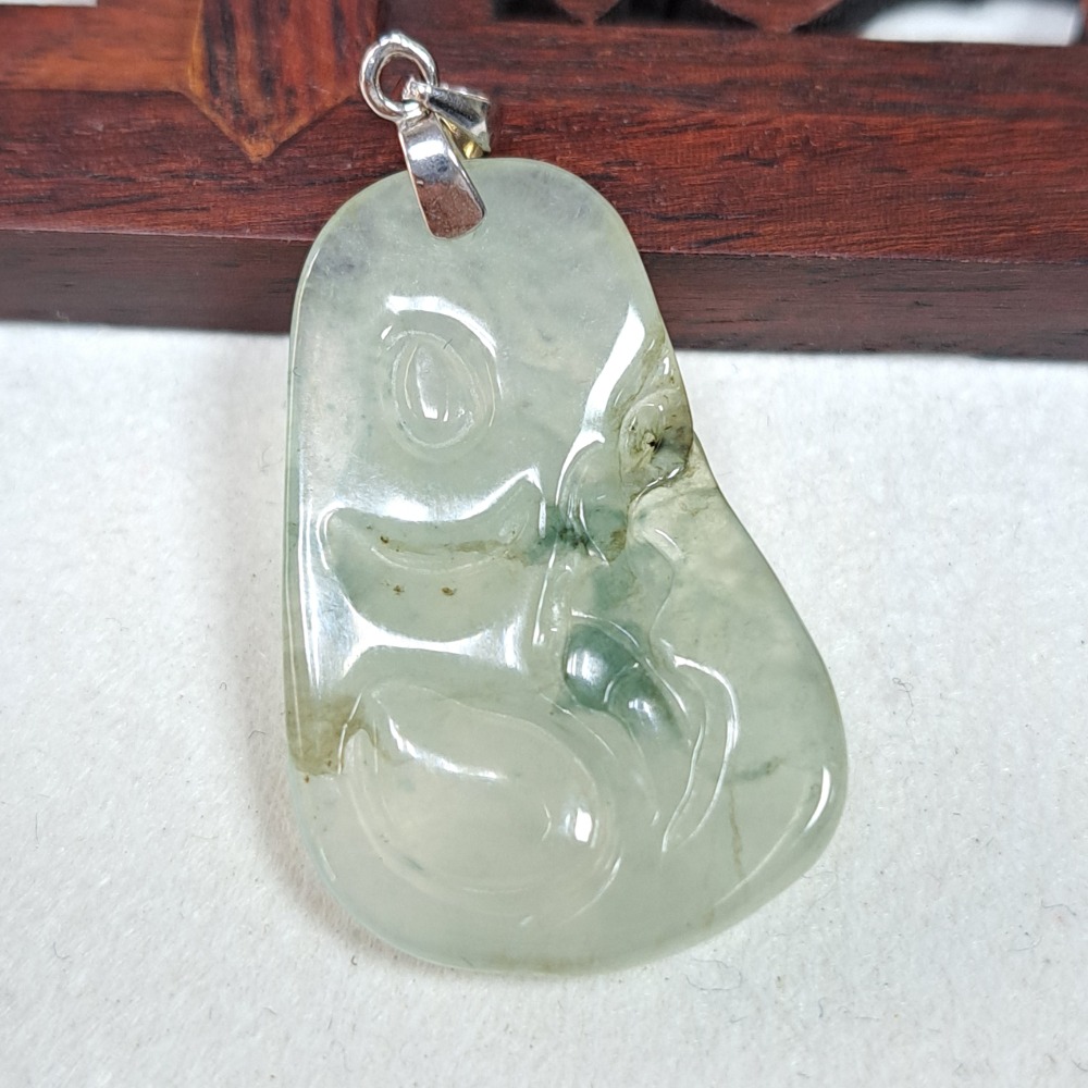 逸品軒～天然緬甸玉A貨-Z6051-冰糯飄花佛祖墜子 長29.5mm寬18.8mm厚3.7mm 💰特價1180元 🍀-細節圖4
