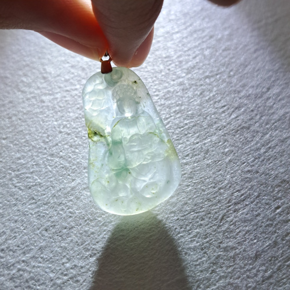 逸品軒～天然緬甸玉A貨-Z6051-冰糯飄花佛祖墜子 長29.5mm寬18.8mm厚3.7mm 💰特價1180元 🍀-細節圖5