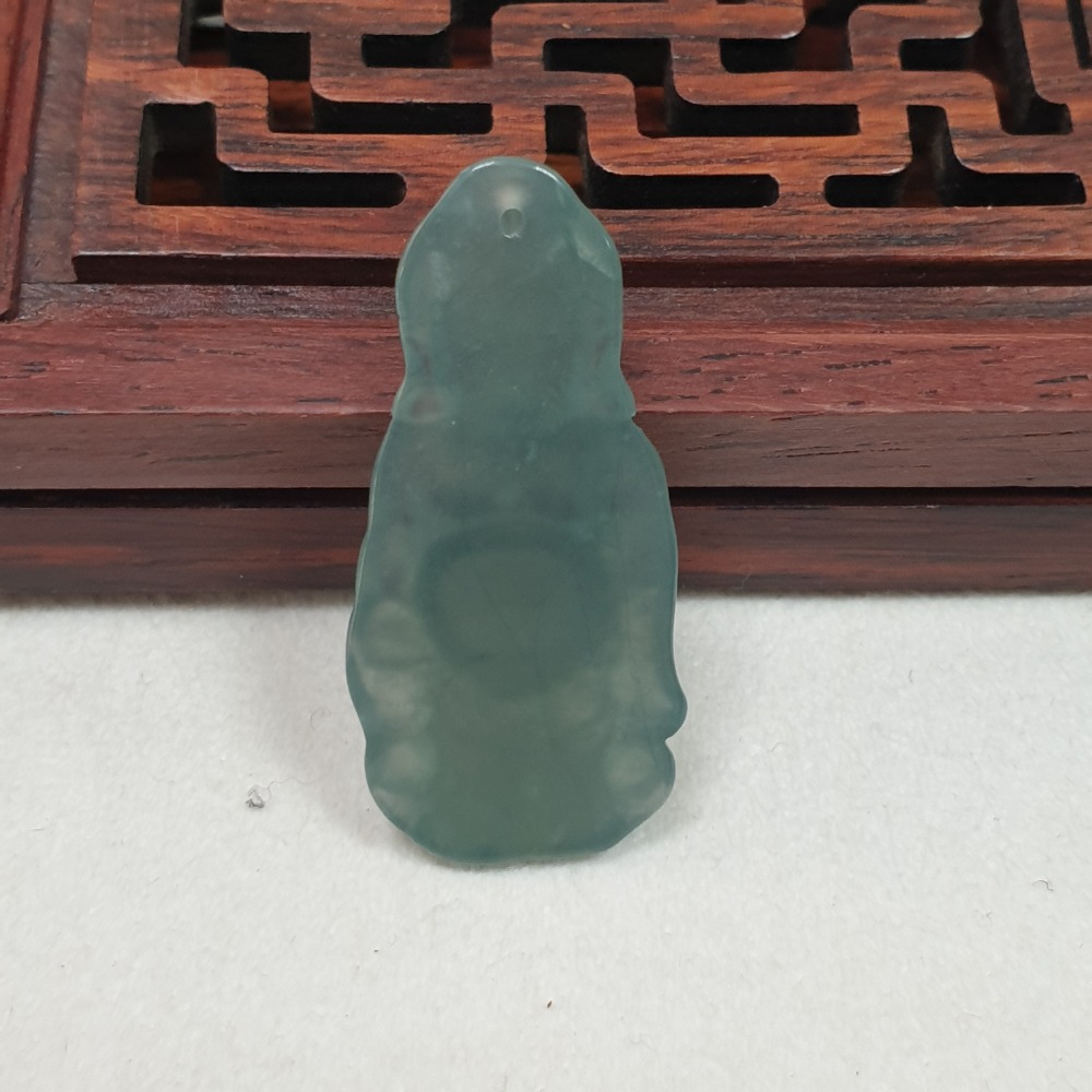 逸品軒～天然玉A貨-Z6141-瓜料冰細糯彌勒佛墜子 長32.6mm寬15mm厚3.9mm 💰特價999元 • 彌勒佛-細節圖3