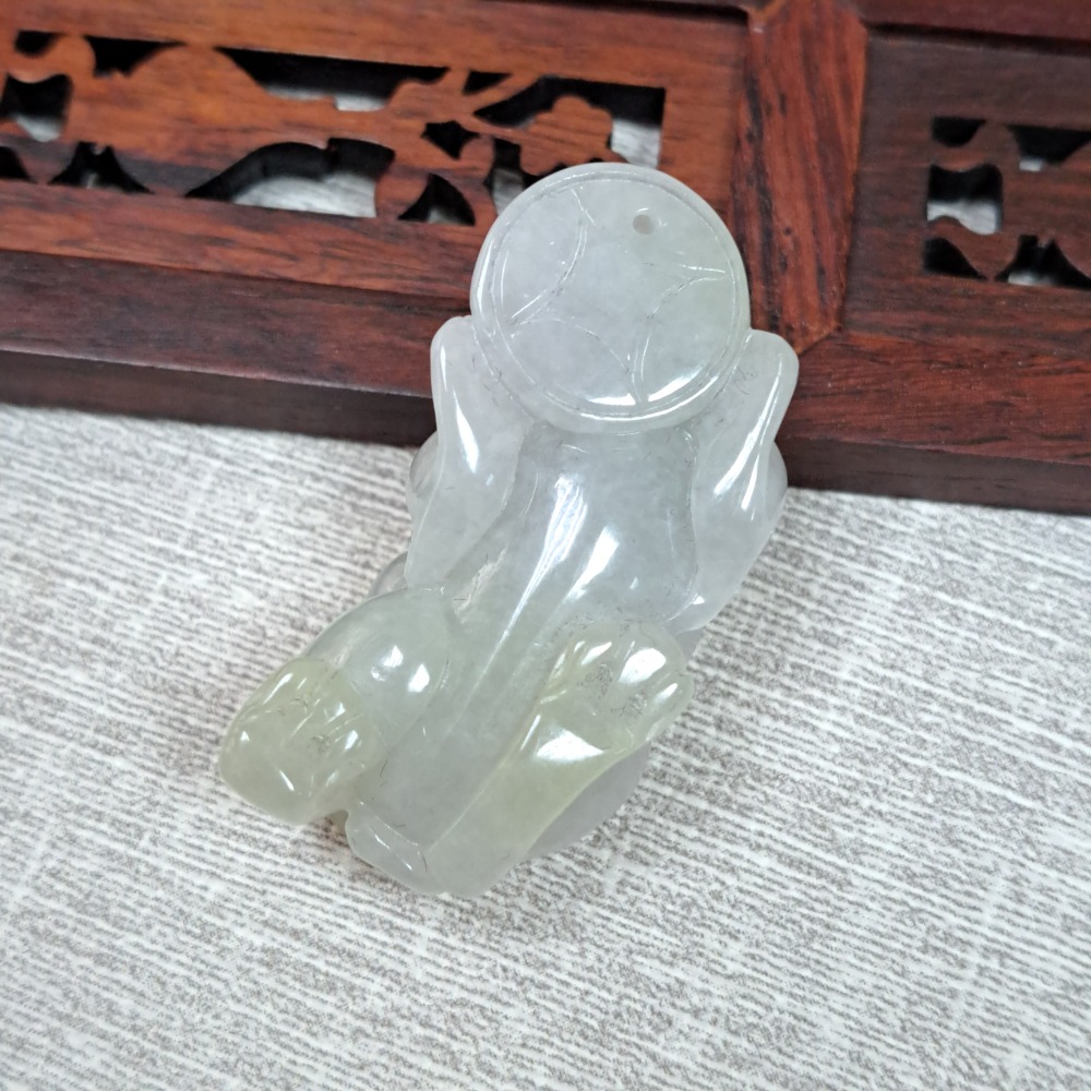 逸品軒～天然緬甸玉A貨-Z6154-細糯飄花貔貅墜子 長38mm寬18.2mm厚12.9mm 💰優惠價1680元 🪢-細節圖3