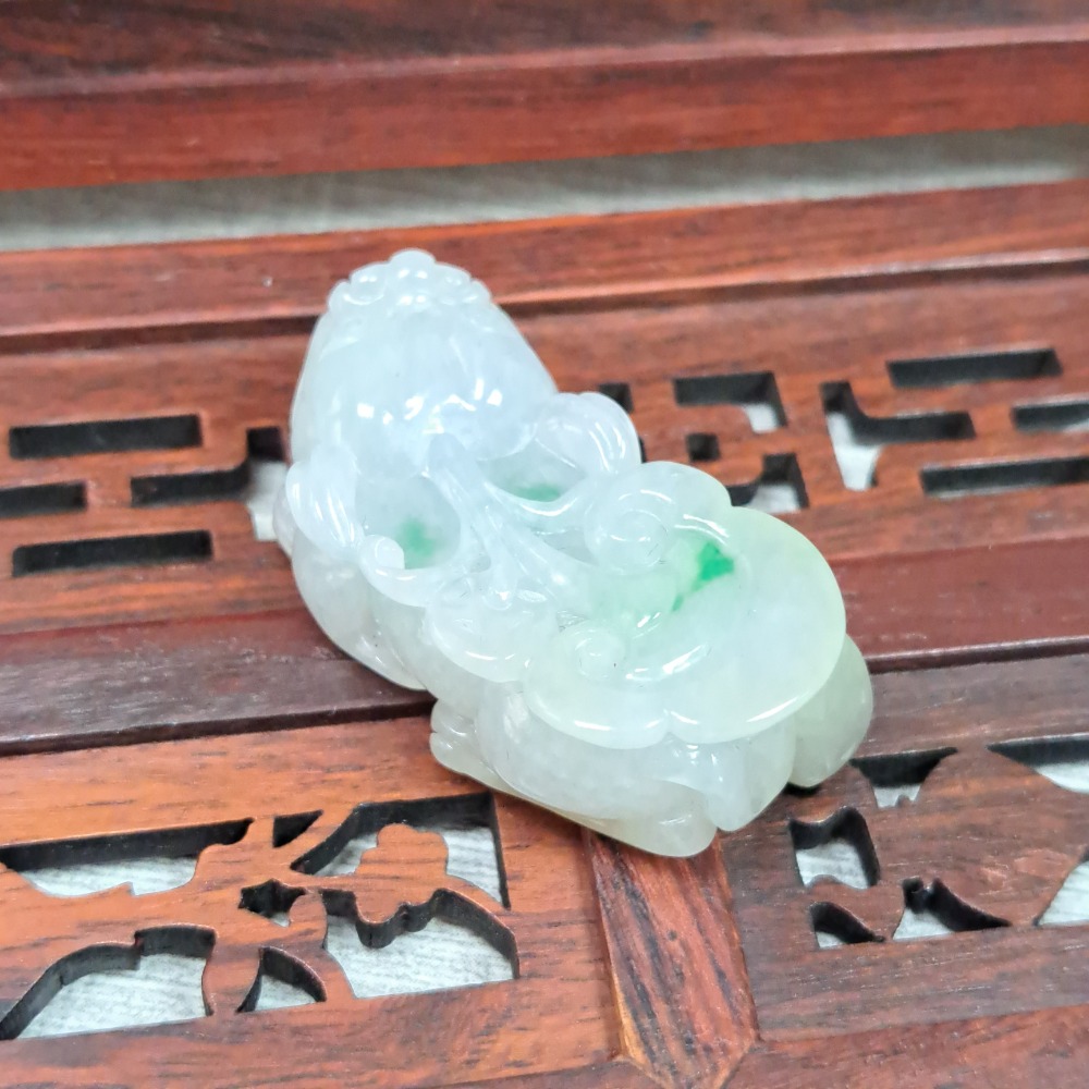 逸品軒～天然緬甸玉A貨-Z6154-細糯飄花貔貅墜子 長38mm寬18.2mm厚12.9mm 💰優惠價1680元 🪢-細節圖4