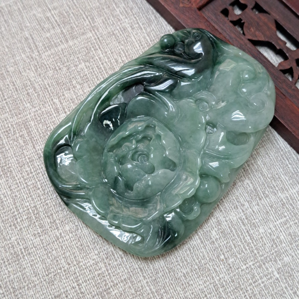 逸品軒～天然緬甸玉A貨-Z6161-飄蘭花鳥語花香 長65.6mm寬48.5mm厚7.2mm 💰特價1500元 • 鳥-細節圖3