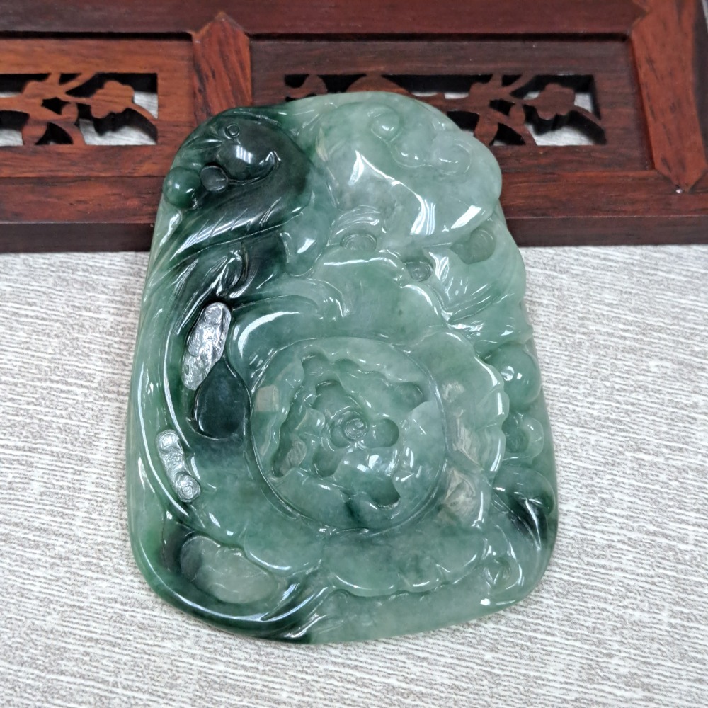 逸品軒～天然緬甸玉A貨-Z6161-飄蘭花鳥語花香 長65.6mm寬48.5mm厚7.2mm 💰特價1500元 • 鳥-細節圖4