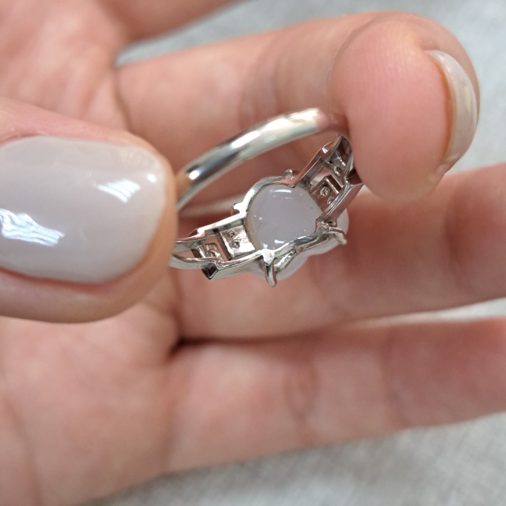 天然緬甸玉A貨-J0235-愛心戒指 長8.4mm 寬10.5mm 厚5.1mm ♥️特價1280元 🌟淡淡紫色活動戒-細節圖3