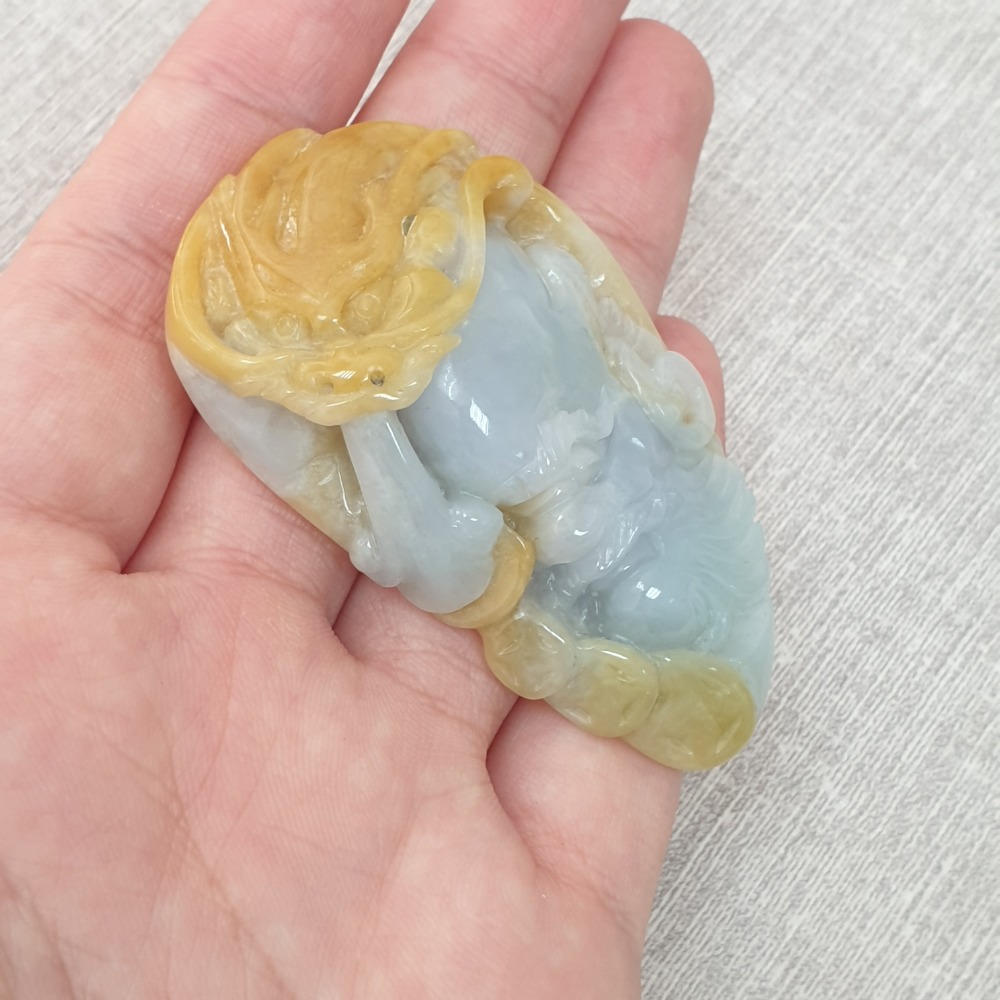 逸品軒~天然緬甸玉A貨-Z6184-降龍羅漢墜子-  長約60.3mm  寬約34.5mm  厚約14.5mm  💰特-細節圖4