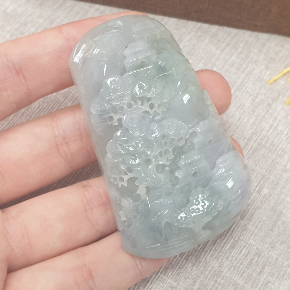 逸品軒～天然緬甸玉A貨-Z6186-山水貴人墜子  長61mm寬37.5mm厚12.7mm  💰特價2280元-細節圖3