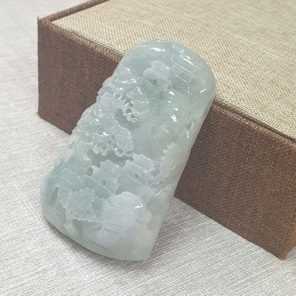 逸品軒～天然緬甸玉A貨-Z6186-山水貴人墜子  長61mm寬37.5mm厚12.7mm  💰特價2280元-細節圖4