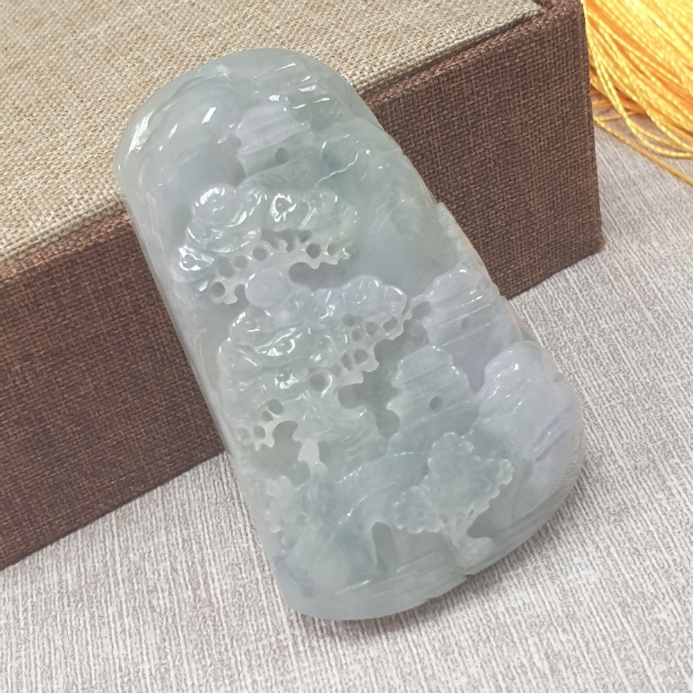 逸品軒～天然緬甸玉A貨-Z6186-山水貴人墜子  長61mm寬37.5mm厚12.7mm  💰特價2280元-細節圖5