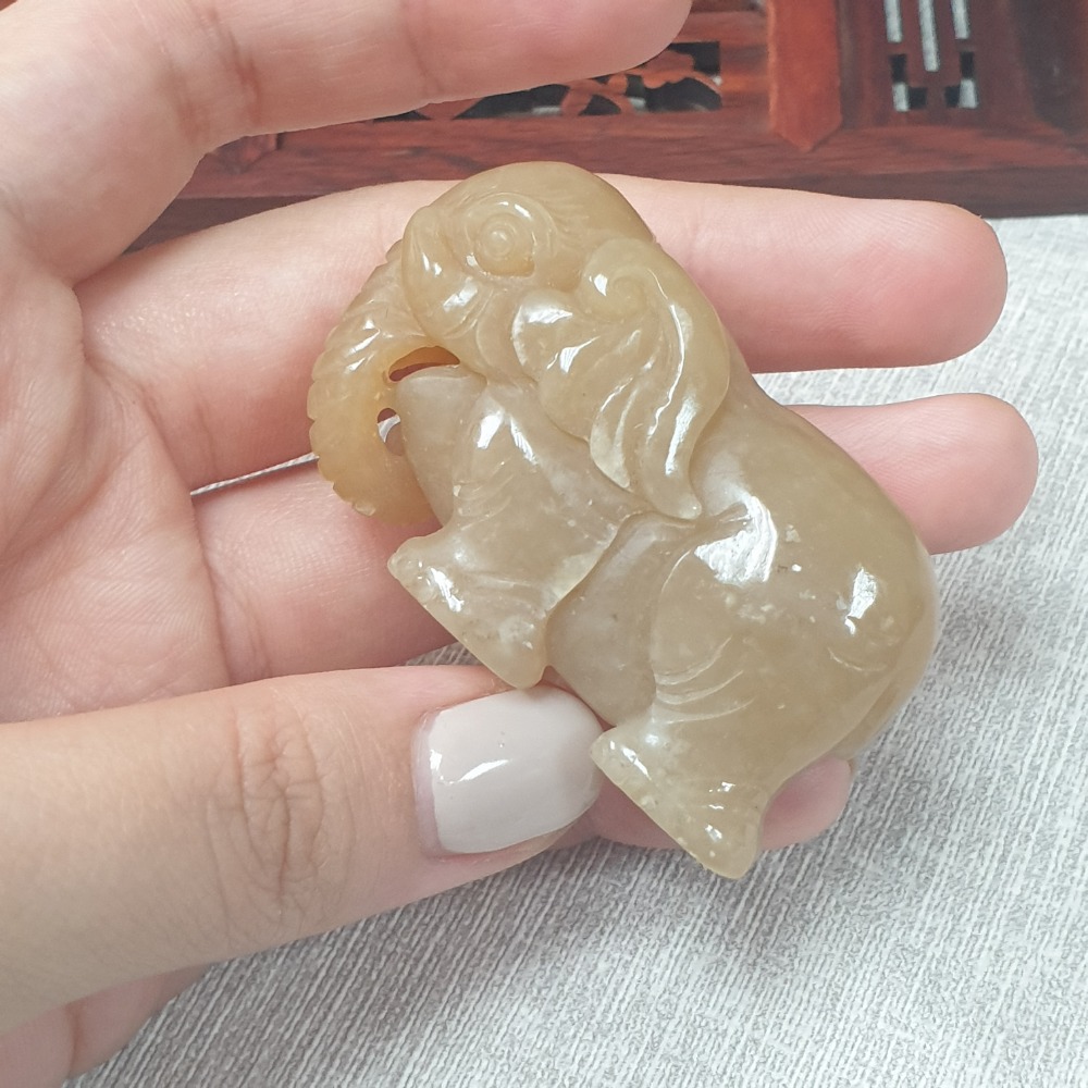 逸品軒~天然緬甸玉A貨-O0417-和田玉大象小擺件 長50.7mm寬28.6mm厚16.5mm 💰優惠價1800元-細節圖2