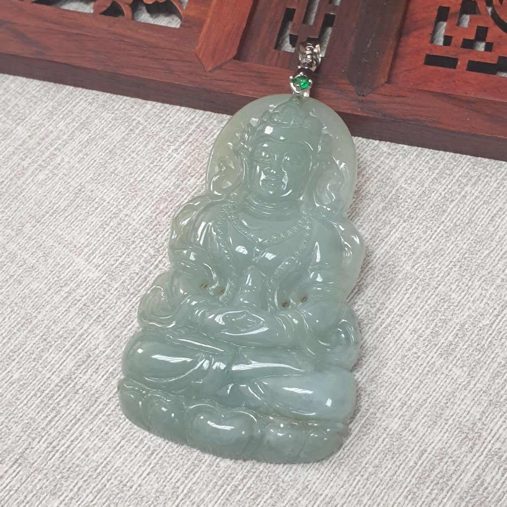 逸品軒~天然緬甸玉A貨-Z6193-冰糯度母墜子  長59mm寬35.8mm厚5.9mm  💰特價1800元-細節圖3