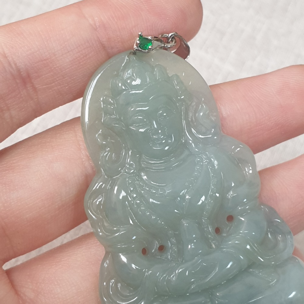 逸品軒~天然緬甸玉A貨-Z6193-冰糯度母墜子  長59mm寬35.8mm厚5.9mm  💰特價1800元-細節圖4