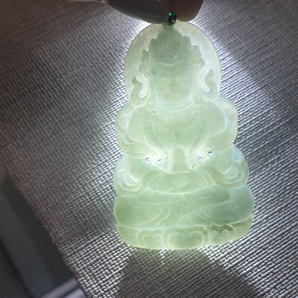 逸品軒~天然緬甸玉A貨-Z6193-冰糯度母墜子  長59mm寬35.8mm厚5.9mm  💰特價1800元-細節圖5