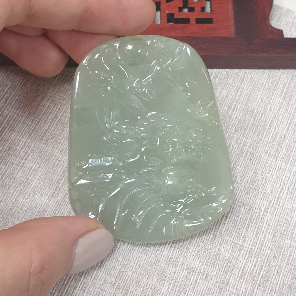 逸品軒~天然緬甸玉A貨-Z6194-冰糯山水墜子  長54.2mm寬42.9mm厚5.6mm  💰特價1980元-細節圖2