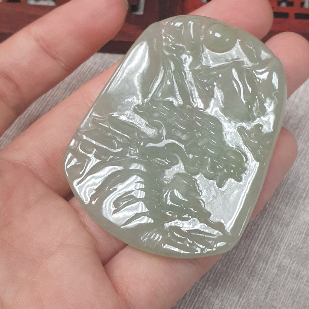 逸品軒~天然緬甸玉A貨-Z6194-冰糯山水墜子  長54.2mm寬42.9mm厚5.6mm  💰特價1980元-細節圖4