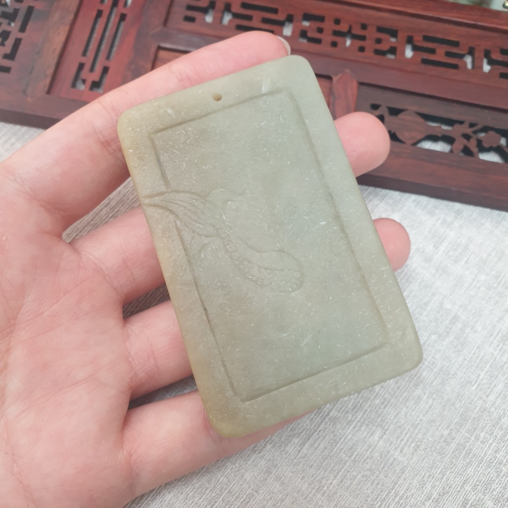 逸品軒～天然緬甸玉A貨-Z6205-黃翡龍牌墜子  長70.3mm寬45.8mm厚16mm  💰優惠價1680元-細節圖3