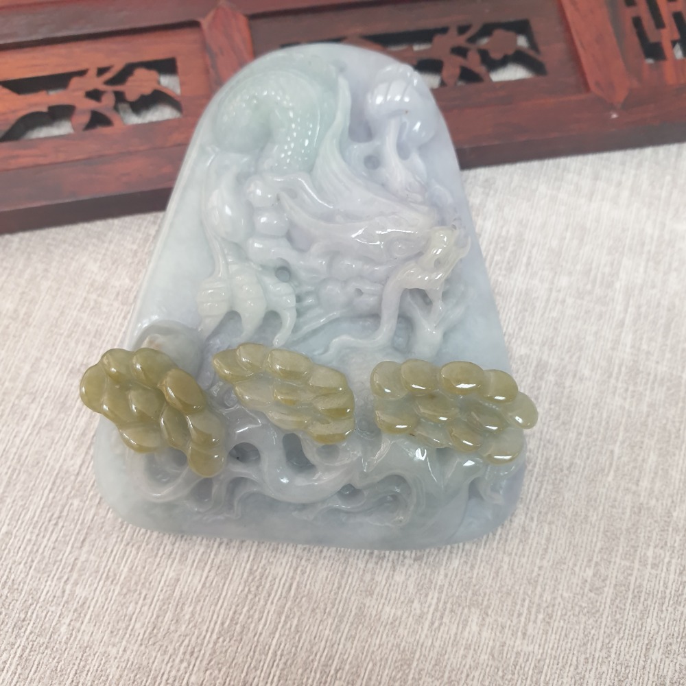 逸品軒～天然緬甸玉A貨-Z6206-龍牌墜子  長69.4mm寬54.6mm厚15mm  💰特價1380元-細節圖2