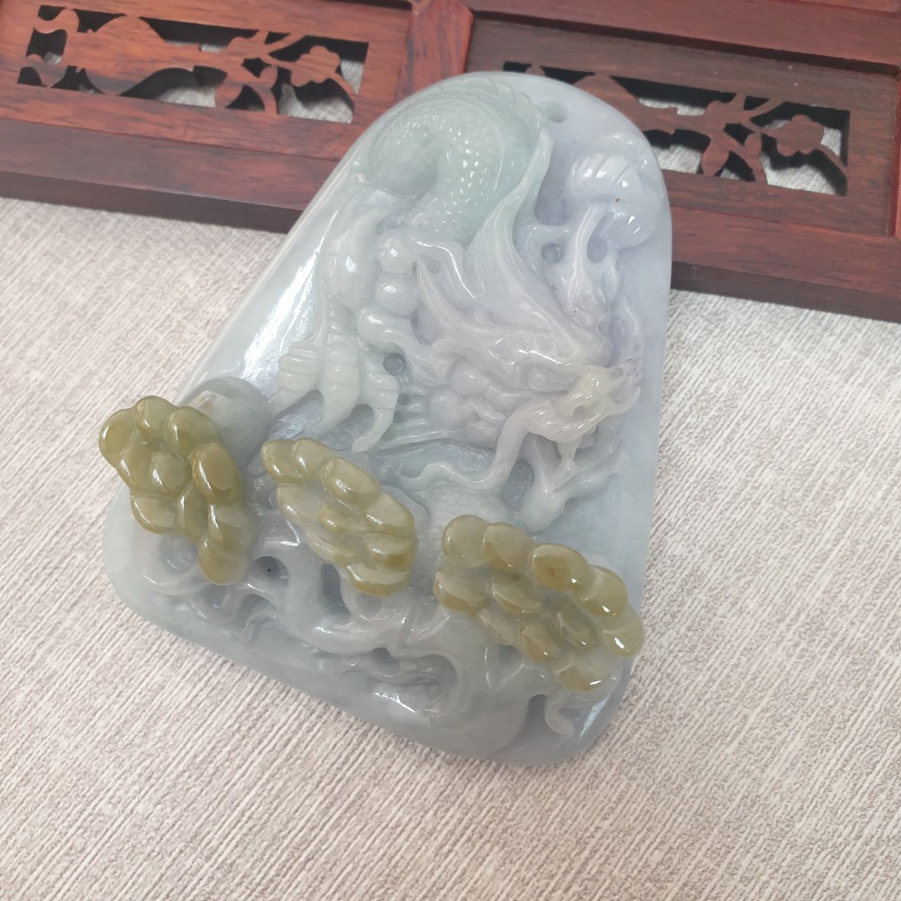 逸品軒～天然緬甸玉A貨-Z6206-龍牌墜子  長69.4mm寬54.6mm厚15mm  💰特價1380元-細節圖3