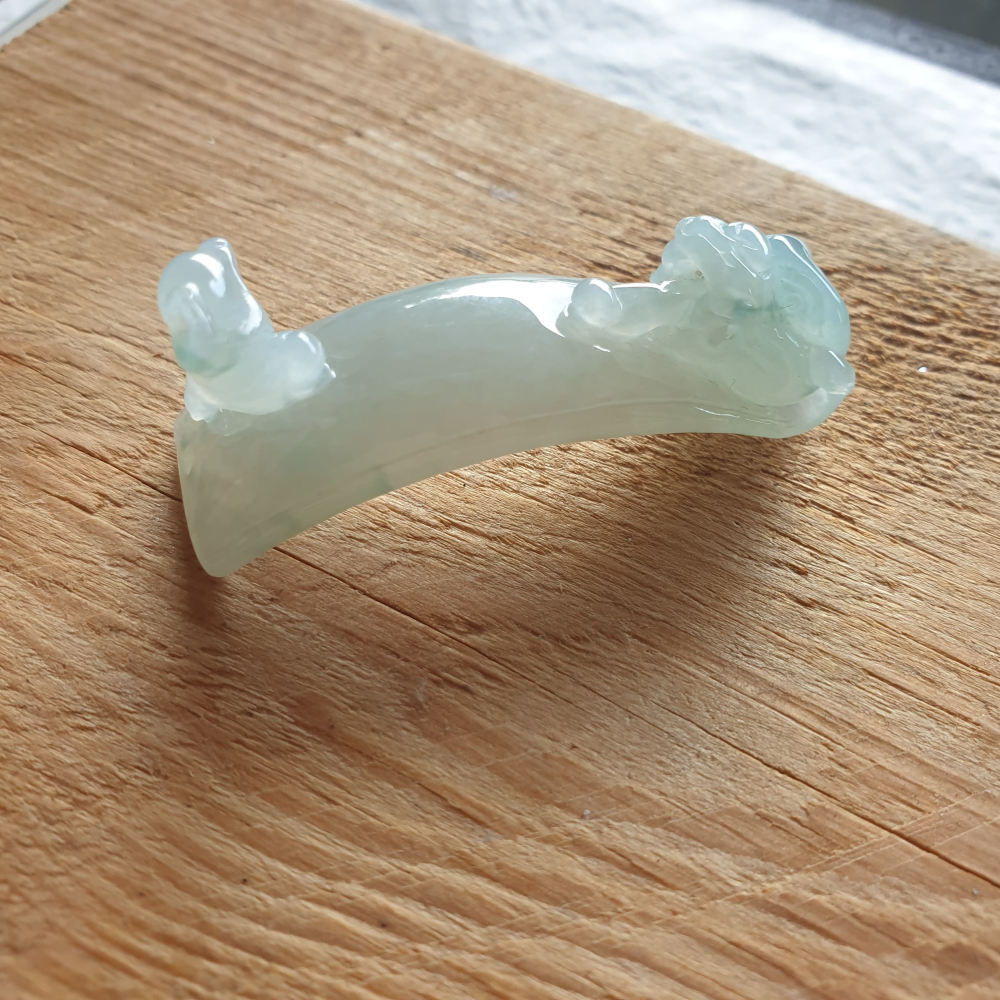 逸品軒~天然緬甸玉A貨-R2060-冰飄花望子成龍小擺件/手排 長50.7mm寬16.4mm厚20mm 種水佳，小巧可愛-細節圖4