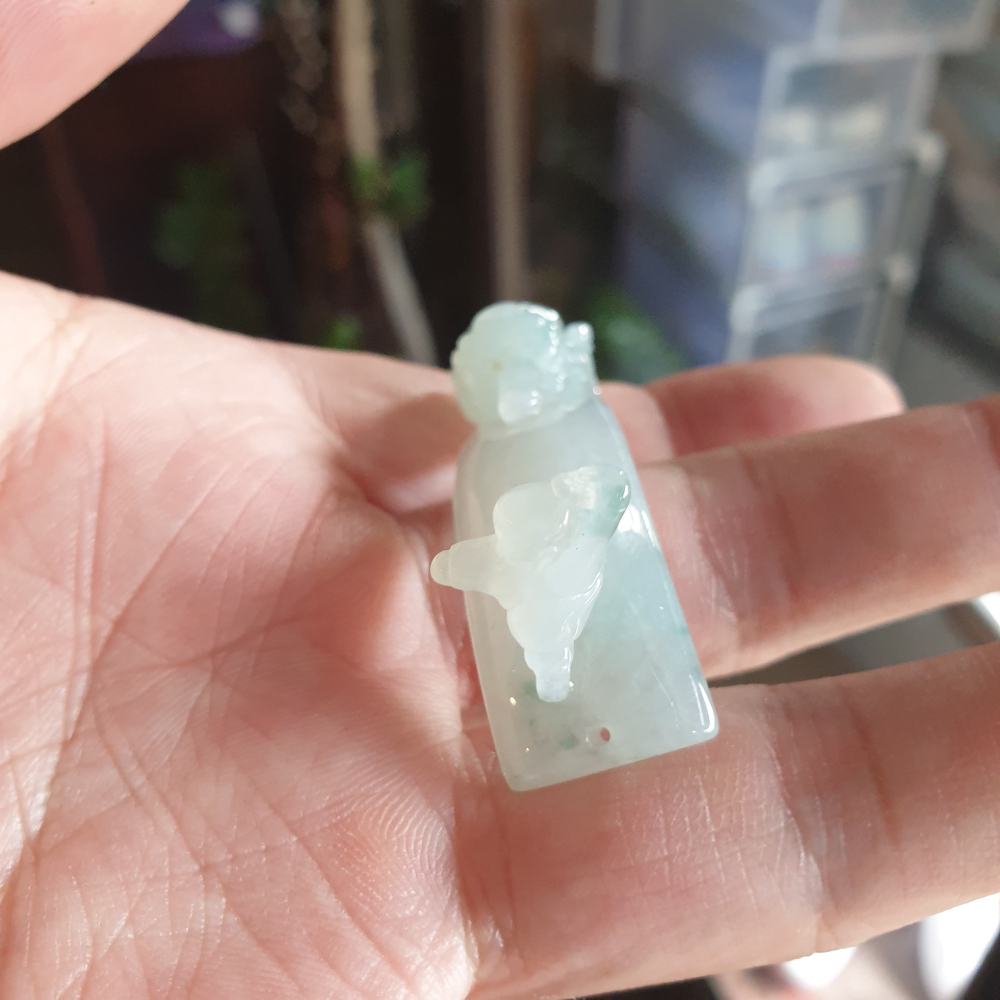 逸品軒~天然緬甸玉A貨-R2060-冰飄花望子成龍小擺件/手排 長50.7mm寬16.4mm厚20mm 種水佳，小巧可愛-細節圖7
