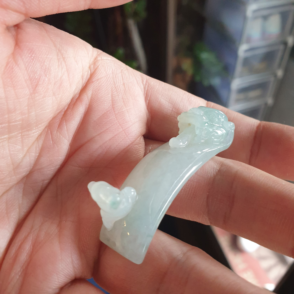 逸品軒~天然緬甸玉A貨-R2060-冰飄花望子成龍小擺件/手排 長50.7mm寬16.4mm厚20mm 種水佳，小巧可愛-細節圖8