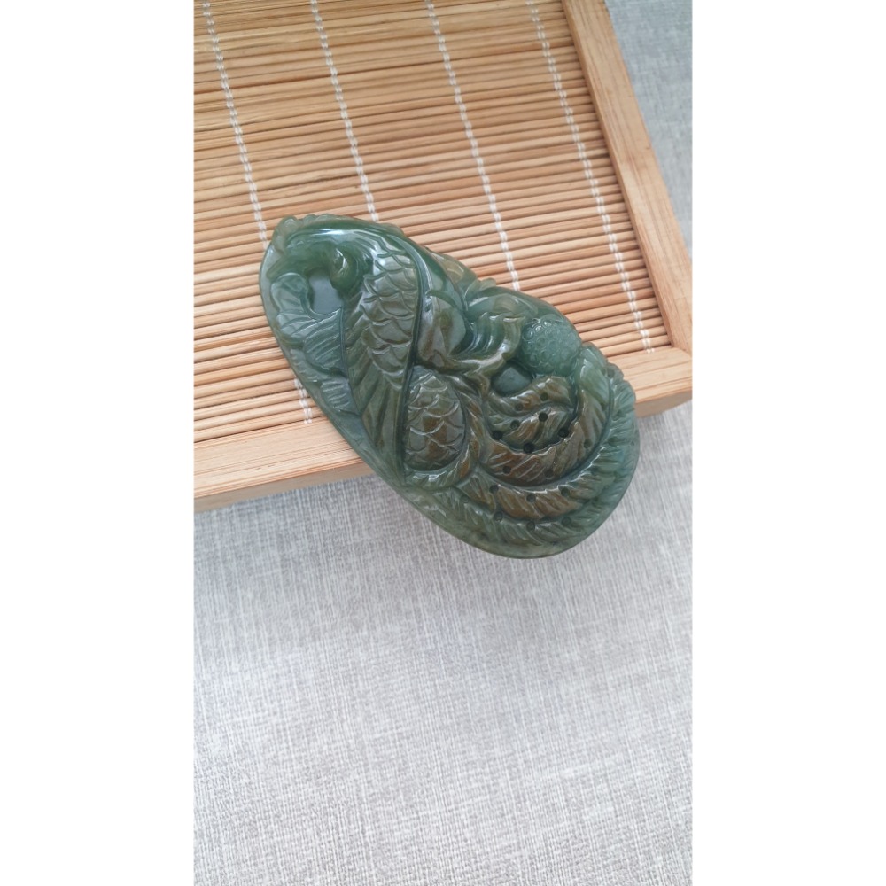 逸品軒～天然緬甸玉A貨-Z6252-鳳凰墜子  長68.4mm寬37.7mm厚11.6mm  💰特價700元-細節圖2