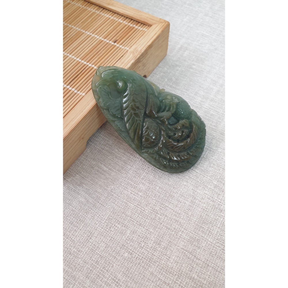 逸品軒～天然緬甸玉A貨-Z6252-鳳凰墜子  長68.4mm寬37.7mm厚11.6mm  💰特價700元-細節圖4