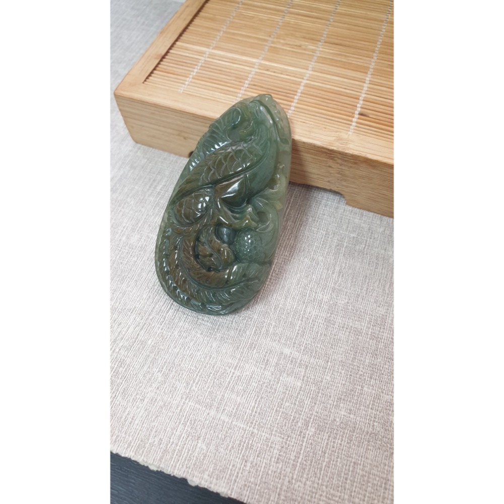 逸品軒～天然緬甸玉A貨-Z6252-鳳凰墜子  長68.4mm寬37.7mm厚11.6mm  💰特價700元-細節圖5