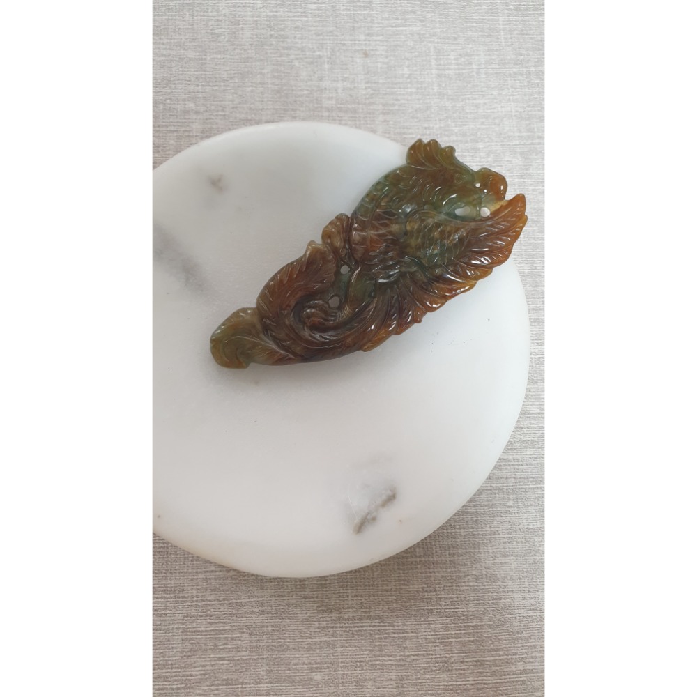 逸品軒～天然緬甸玉A貨-Z6276-黃翡鳳凰墜子  長79.4mm寬34.4mm厚6.6mm  💰特價1980元-細節圖4