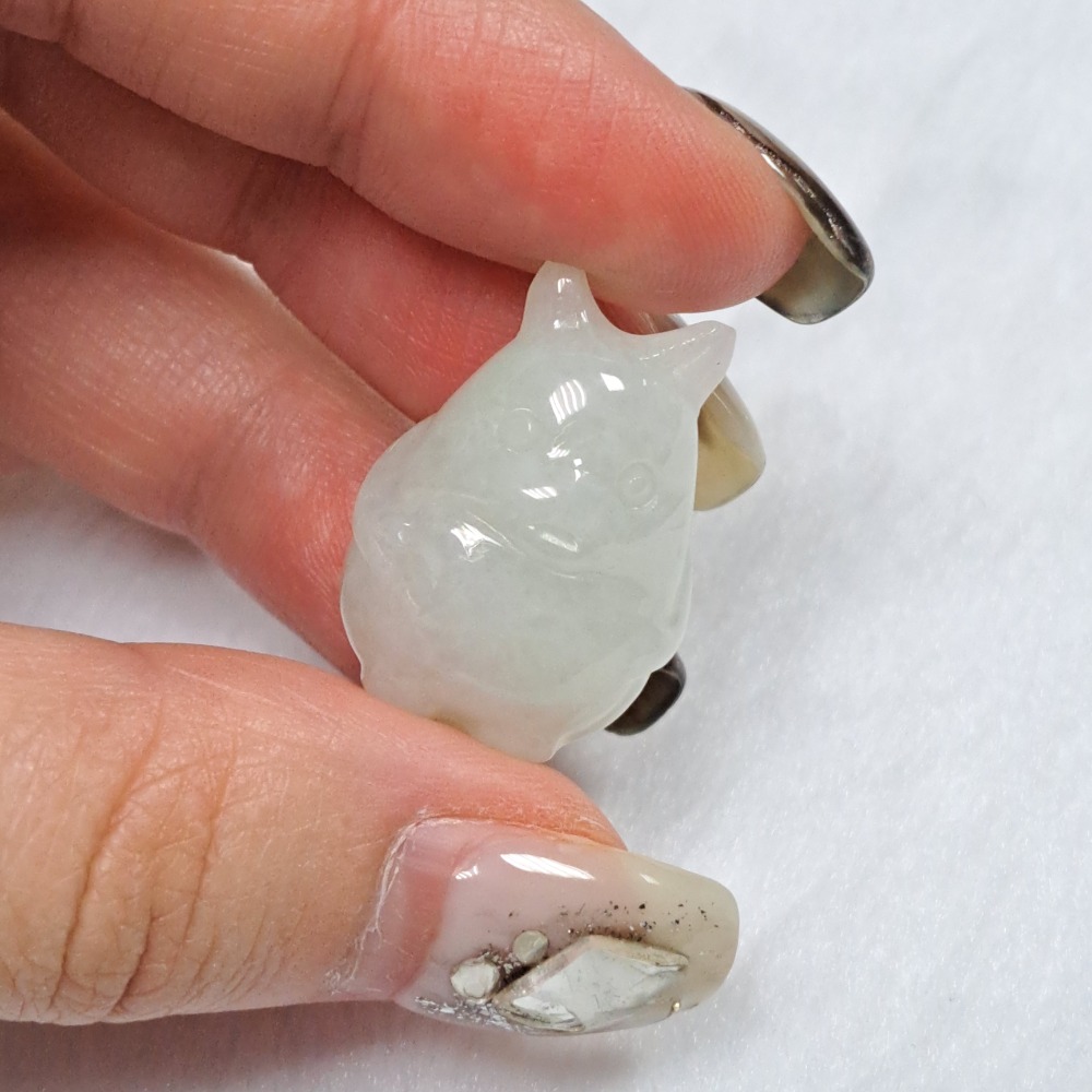 逸品軒～天然緬甸玉A貨-O0429-貓貓小擺件 高25.6mm寬18.5mm厚14.6mm-細節圖4