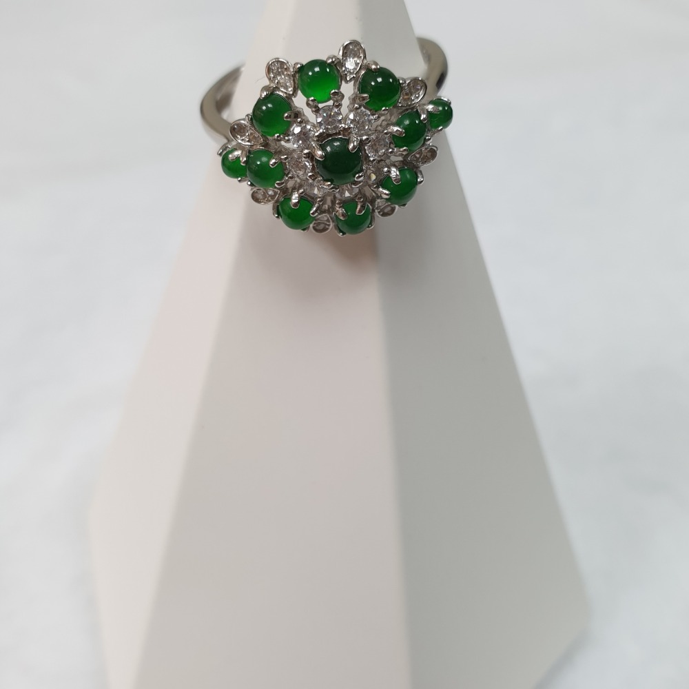 逸品軒～天然翡翠A貨-J0261-瓜料花型戒指 主石尺寸：直徑長14mm寬15.7mm厚6.2mm-細節圖2