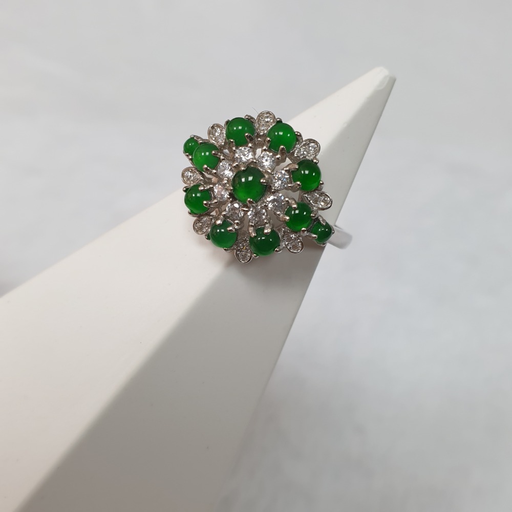 逸品軒～天然翡翠A貨-J0261-瓜料花型戒指 主石尺寸：直徑長14mm寬15.7mm厚6.2mm-細節圖3