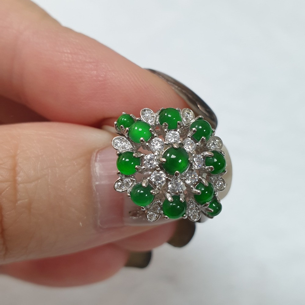 逸品軒～天然翡翠A貨-J0261-瓜料花型戒指 主石尺寸：直徑長14mm寬15.7mm厚6.2mm-細節圖6