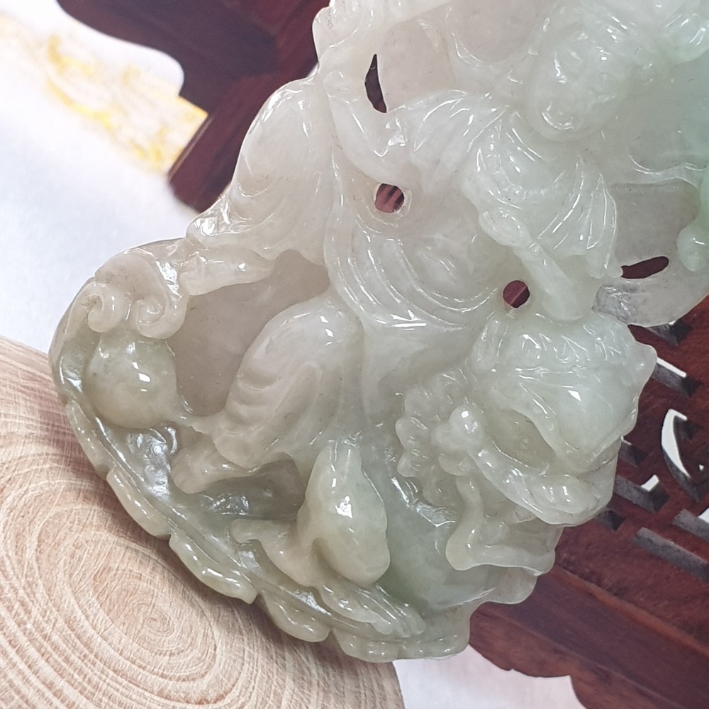 逸品軒~天然緬甸玉A貨-Z6374-文殊菩薩墜子 長約65.1mm寬約45mm厚約12.7mm-細節圖4