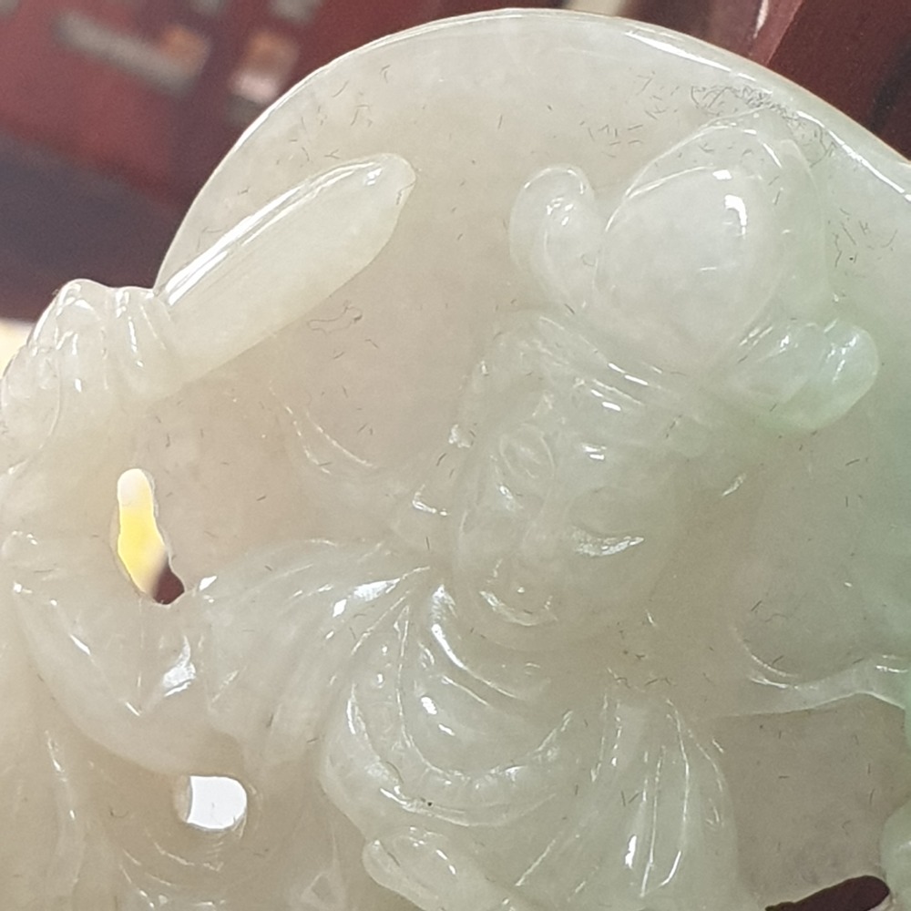 逸品軒~天然緬甸玉A貨-Z6374-文殊菩薩墜子 長約65.1mm寬約45mm厚約12.7mm-細節圖5