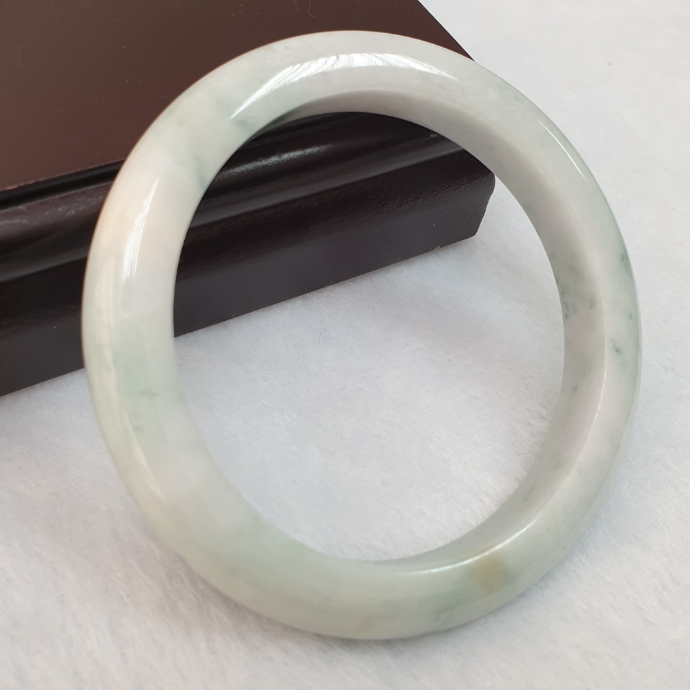 逸品軒～天然緬甸玉A貨-B1315-飄花玉鐲 寬9.6mm厚9mm內徑57.5mm約18.3mm-細節圖3