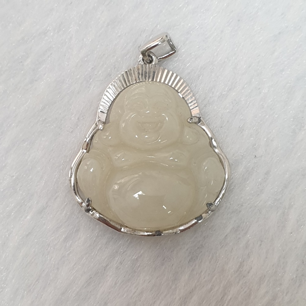 逸品軒～天然緬甸玉A貨-Z6441-925銀佛公墜子 含台長27.4mm寬22.8mm厚16.8mm-細節圖2