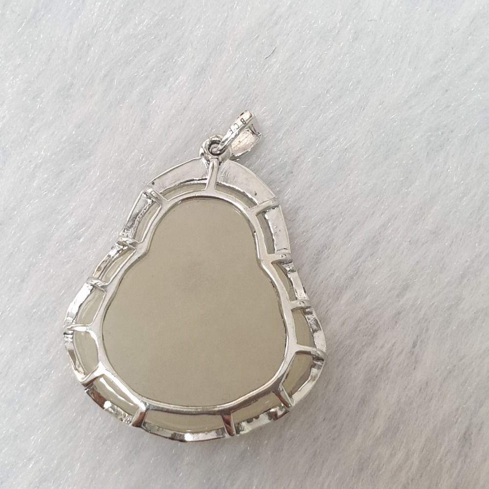 逸品軒～天然緬甸玉A貨-Z6441-925銀佛公墜子 含台長27.4mm寬22.8mm厚16.8mm-細節圖3