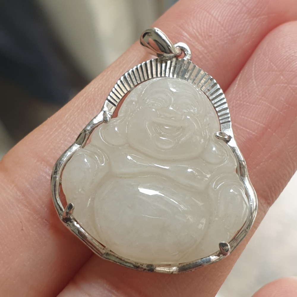 逸品軒～天然緬甸玉A貨-Z6441-925銀佛公墜子 含台長27.4mm寬22.8mm厚16.8mm-細節圖5