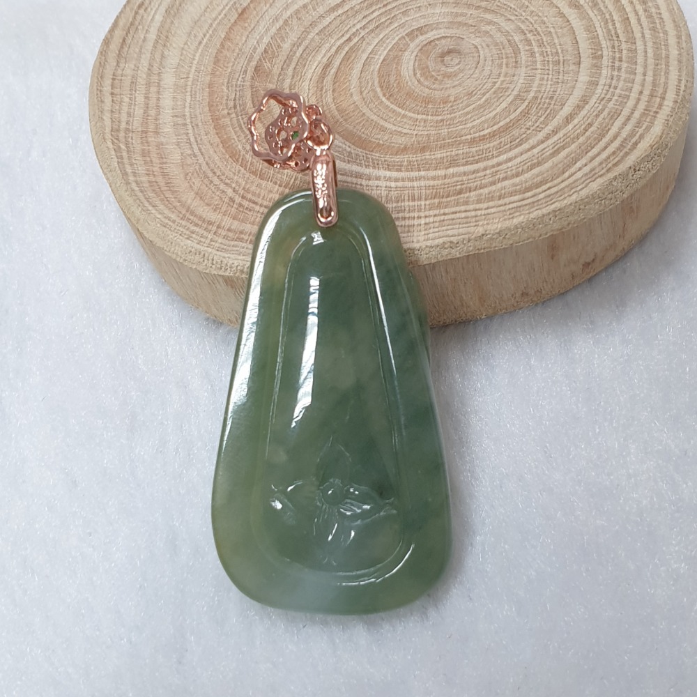 逸品軒～天然緬甸玉A貨-Z6444 -925銀冰糯上山虎牌墜子 長43.5mm寬24.5mm厚7.1mm-細節圖2